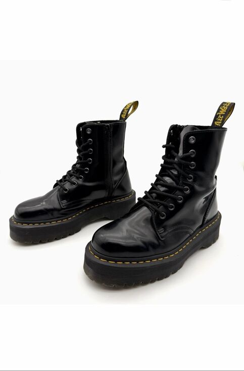 Dr. Martens Shoes - DR MARTENS Jadon Black Smooth Boots Size US 7 Side Zip Leather Platform